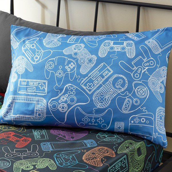 Melna vienguļamā bērnu gultas veļa 135x200 cm Power Up Gamer – Catherine Lansfield-image-3
