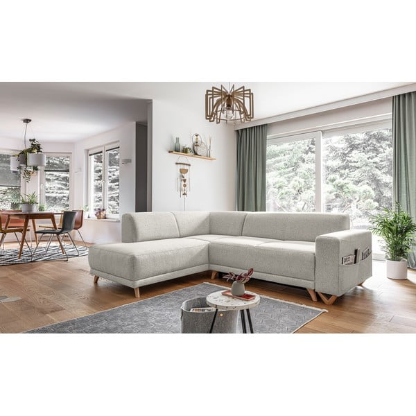 Bēšs salokāms/ar uzglabāšanas vietu stūra dīvāns (ar kreiso stūri/L veida) Classy Sophie – Miuform-image-3