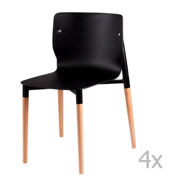 4 melnu ēdamistabas krēslu komplekts ar koka kājām sømcasa Alisia