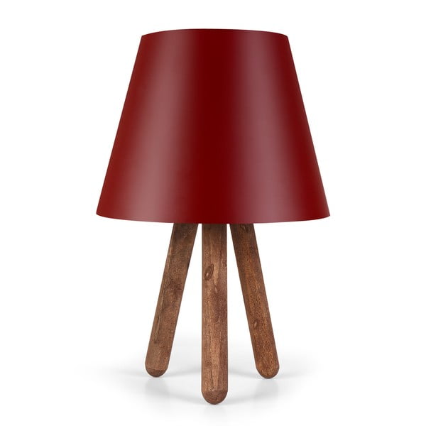 Sarkana galda lampa ar dižskābarža koka kājām Kira