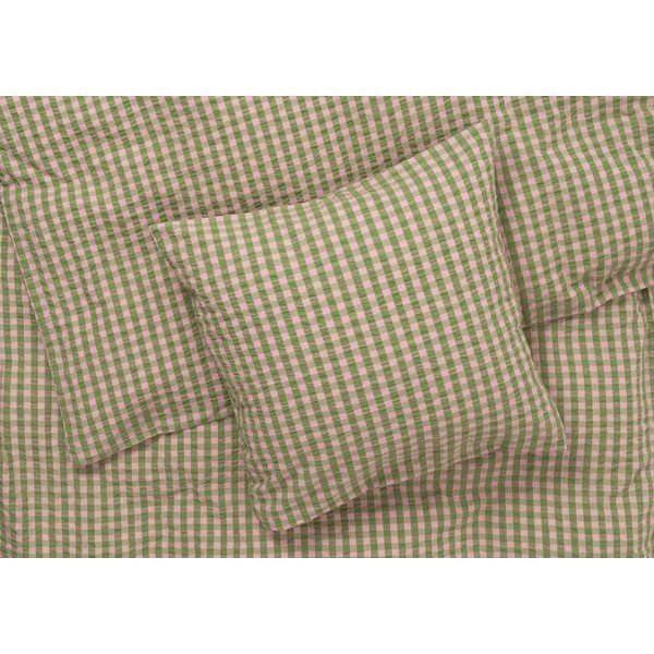 Zaļa/rozā vienguļamā gultas veļa no krepa auduma 140x200 cm Bæk&Bølge – JUNA-image-2