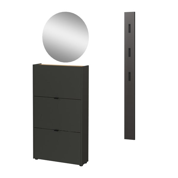 Antracīta pelēka priekšnama iekārta 101x200x22 cm Ameca – Germania