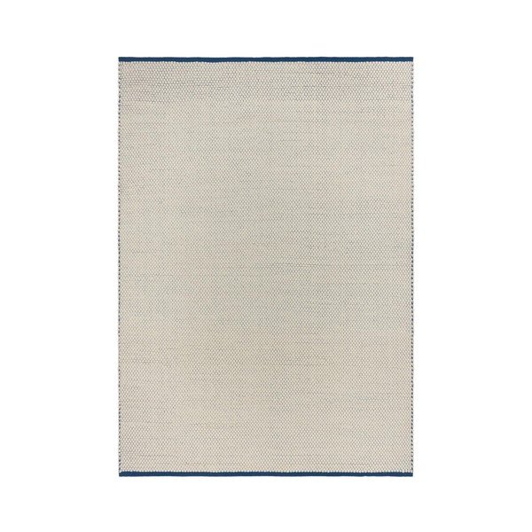 Zils/bēšs ar rokām darināts vilnas paklājs 140x200 cm Lenu – noo.ma