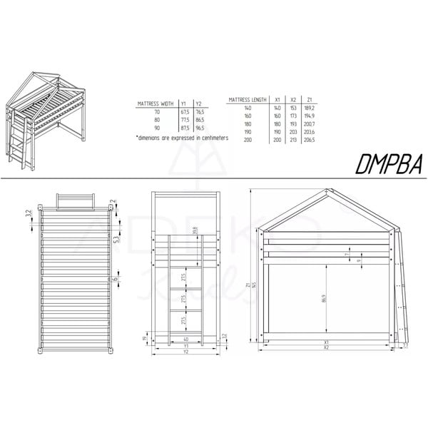 Dabīga toņa paaugstināta priedes gulta bērniem 80x160 Mila DMPBA – Adeko-image-2