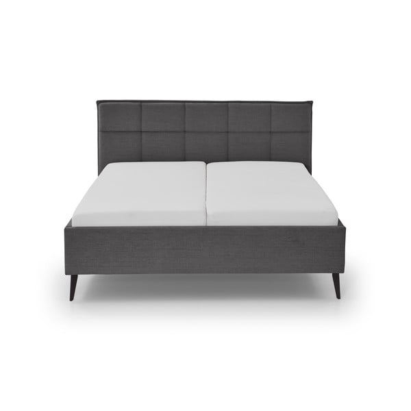 Antracīta pelēka polsterēta divvietīga gulta ar veļas kasti ar redelēm 180x200 cm Paulo – Meise Möbel-image-3