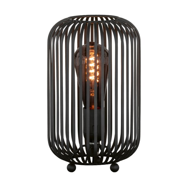 Melna galda lampa ar metāla abažūru (augstums 25 cm) Cage – Fischer & Honsel