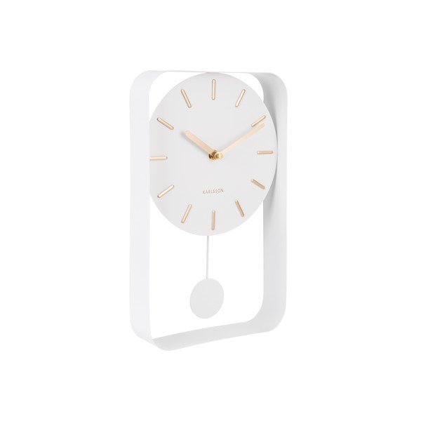 Balts sienas pulkstenis ar svārstu Karlsson Charm, augstums 32,5 cm-image-2