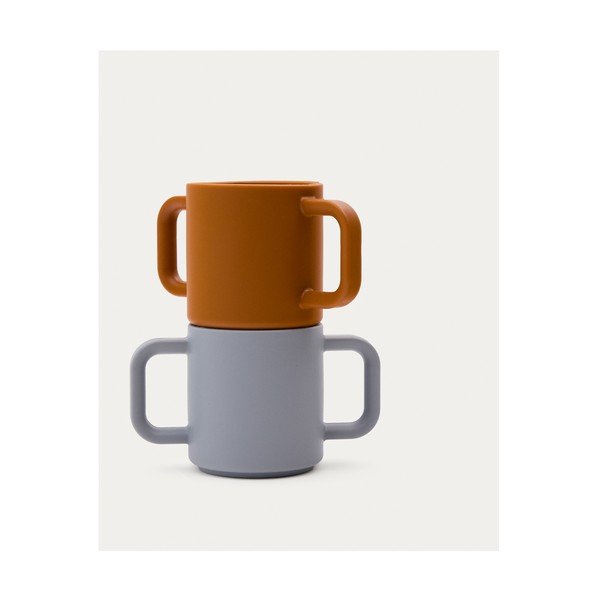 Zilas/oranžas silikona bērnu krūzes (2 gab.) Lili – Kave Home-image-4