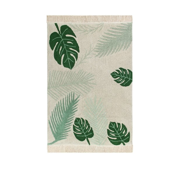 Zaļš/krēmkrāsas mazgājams/ar rokām darināts kokvilnas bērnu paklājs 140x200 cm Tropical Green – Lorena Canals