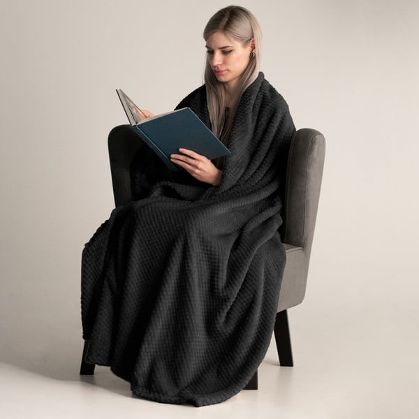 Melna mikrošķiedras sega DecoKing Henry, 150 x 200 cm-image-1