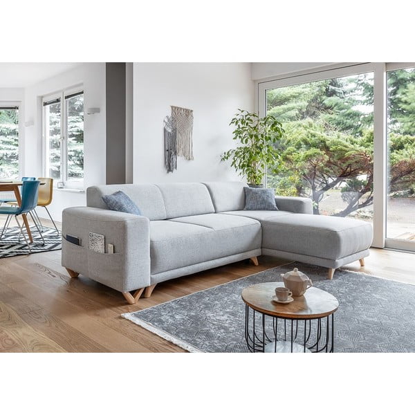 Gaiši pelēks salokāms/ar uzglabāšanas vietu stūra dīvāns Classy Sophie – Miuform-image-3