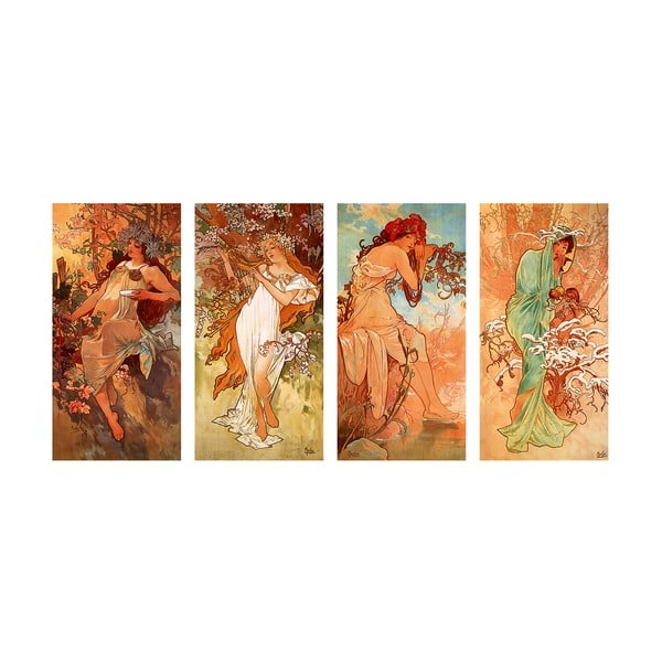 Gleznas reprodukcija Alfons Mucha – Seasons, 80 x 40 cm