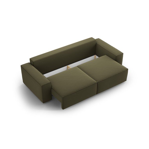 Zaļš samta salokāms/ar uzglabāšanas vietu dīvāns 247 cm Jodie – Micadoni -image-4