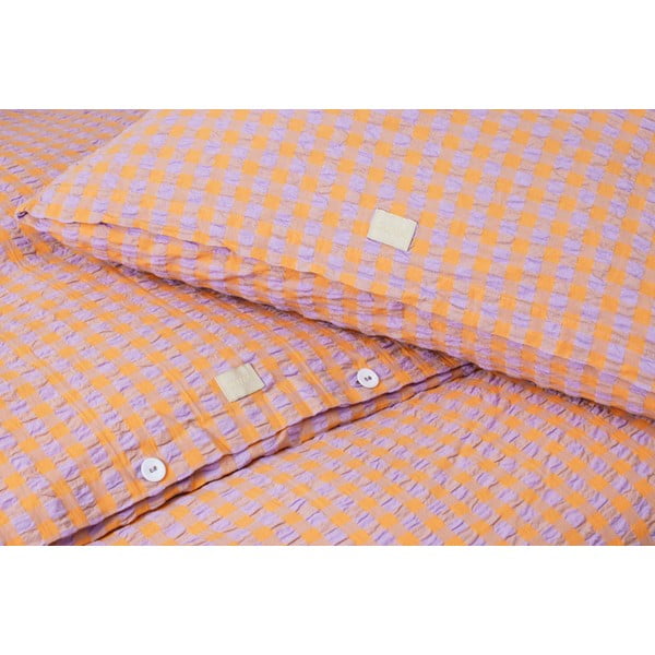 Oranža/gaiši violeta vienvietīga gultas veļa no krepa auduma 140x200 cm Bæk&Bølge – JUNA-image-4