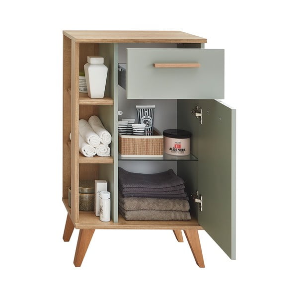 Zaļš zems ozolkoka imitācijas vannas istabas skapītis 51x90 cm Set 963 - Pelipal-image-4