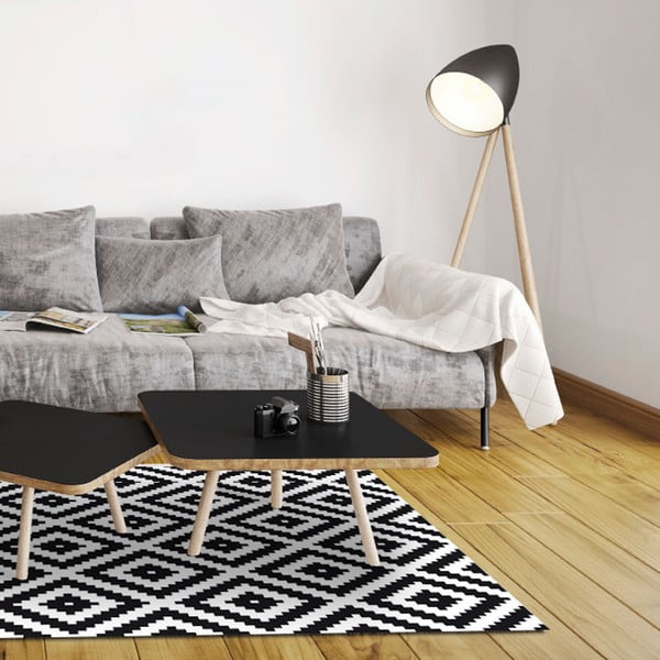 Izturīgs vinila paklājs Melns un balts, 140x200 cm-image-1