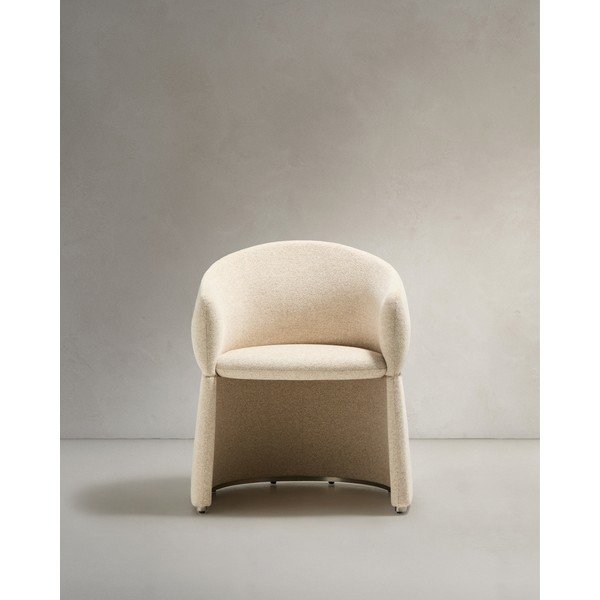 Bēšs polsterēts ēdamistabas krēsls ar roku balstiem Bosca – Kave Home-image-3