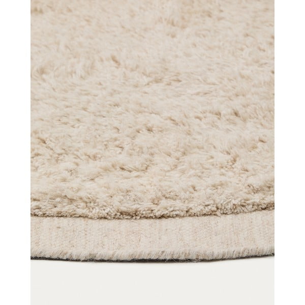 Krēmkrāsas ar rokām darināts vilnas apaļš paklājs ø 200 cm Marely – Kave Home-image-4