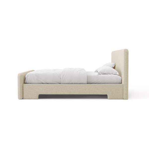 Bēša polsterēta divvietīga gulta ar redelēm 180x200 cm Eda – Micadoni -image-3