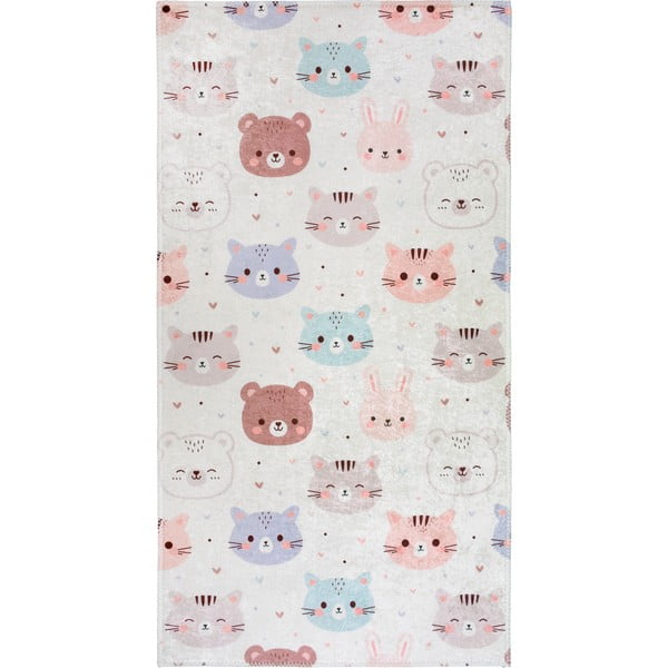Ziloņkaula krāsas mazgājams bērnu paklājs 120x180 cm Cute Animals – Vitaus