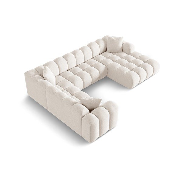 Krēmkrāsas stūra dīvāns no šenila auduma (ar kreiso stūri/U veida) Treno – Cosmopolitan Design-image-2