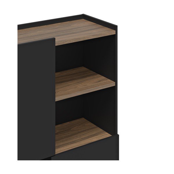 Melns/brūns grāmatplaukts ar riekstkoka imitāciju 180x83 cm Nina – TemaHome-image-4