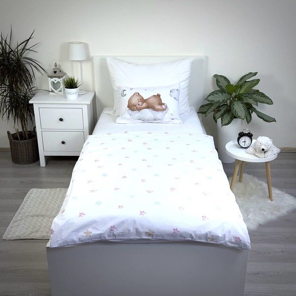 Kokvilnas bērnu gultas veļa bērnu gultiņai 100x135 cm Teddy "Moon" – Jerry Fabrics-image-3