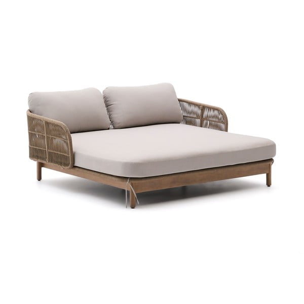 Krēmkrāsas/dabīga toņa divvietīgs masīvkoka dārza zvilnis Catalina – Kave Home