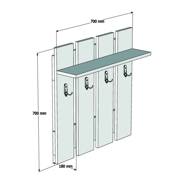 Antracīta pelēks/dabīga toņa sienas pakaramais ar riekstkoka imitāciju ar plauktu Mita – Puqa Design-image-3