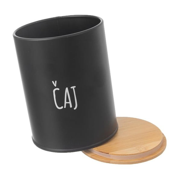 Melna skārda tējas kārba ar bambusa vāku Orion, tilpums 750 ml-image-2