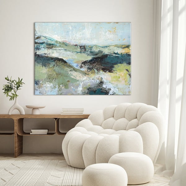 Attēls ar manuāli gleznotiem elementiem 118x90 cm Green Mountain   – Malerifabrikken-image-1