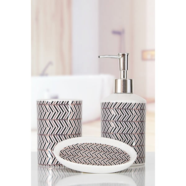 Melnu/baltu polirezīna vannas istabas piederumu komplekts Lidya – Mioli Decor-image-1