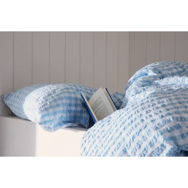 Balta/gaiši zila vienvietīga gultas veļa no krepa auduma 140x200 cm Bæk&Bølge – JUNA-image-3