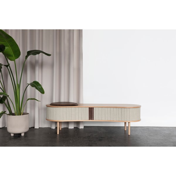 Bēšs/dabīga toņa TV galdiņš ar ozolkoka imitāciju 140x40 cm Audacious – UMAGE-image-1