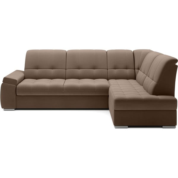 Brūns samta salokāms/ar uzglabāšanas vietu stūra dīvāns (ar labo stūri/L veida) Sado – ELTAP