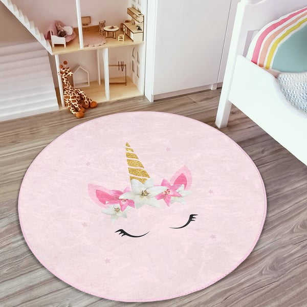 Rozā bērnu paklājs ø 100 cm Comfort – Mila Home-image-2
