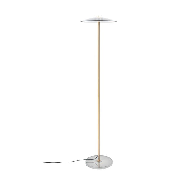 Pelēka/zelta krāsas LED stāvlampa ar regulējamu spilgtumu un stikla abažūru (augstums 132 cm) Float – Zuiver
