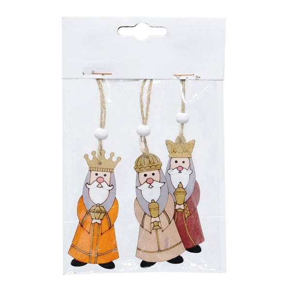 Koka Ziemassvētku eglītes rotājumi (3 gab.) 18,5 cm Three Kings – Casa Selección-image-1
