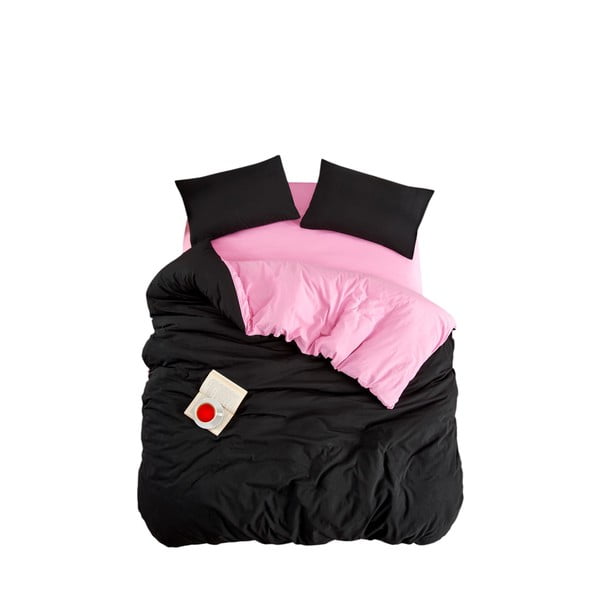 Melna/rozā vienguļamā gultas veļa ar palagu 160x220 cm Classic – Mila Home