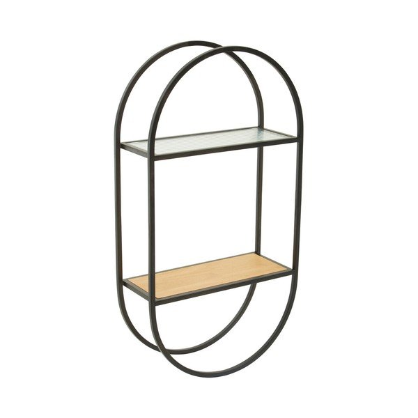 Melns/dabīga toņa daudzlīmeņu metāla sienas plaukts 35 cm Mataram – Premier Housewares