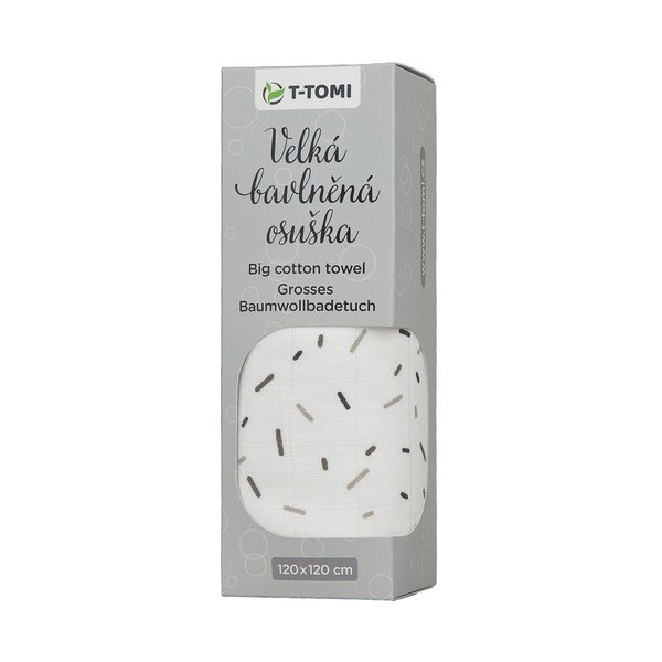 Bērnu kokvilnas dvielis T-TOMI Tetra Grey Lines, 120 x 120 cm-image-1