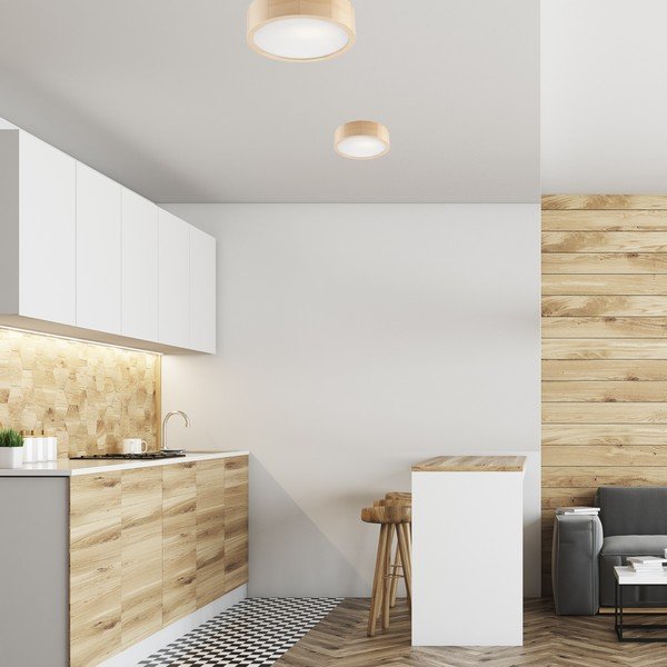 Gaiši brūna griestu lampa ar stikla abažūru ø 27 cm Eveline – LAMKUR-image-1