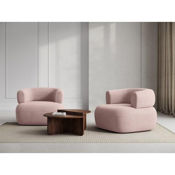 Gaiši rozā atpūtas krēsls no buklē auduma Jenny – Micadoni Home-image-1