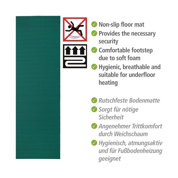 Tumši zaļš plastmasas vannas istabas paklājs 65x200 cm Petrol – Wenko-image-4