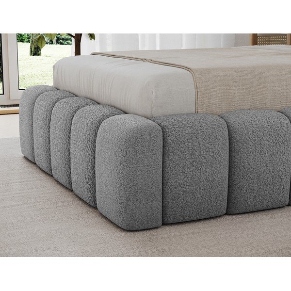 Pelēka polsterēta vienvietīga gulta ar veļas kasti ar redelēm 90x200 cm Lamica – ELTAP-image-4