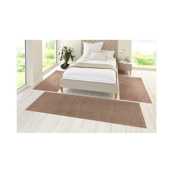 3 bēšu paklāju komplekts ap gultu Hanse Home Pure-image-1