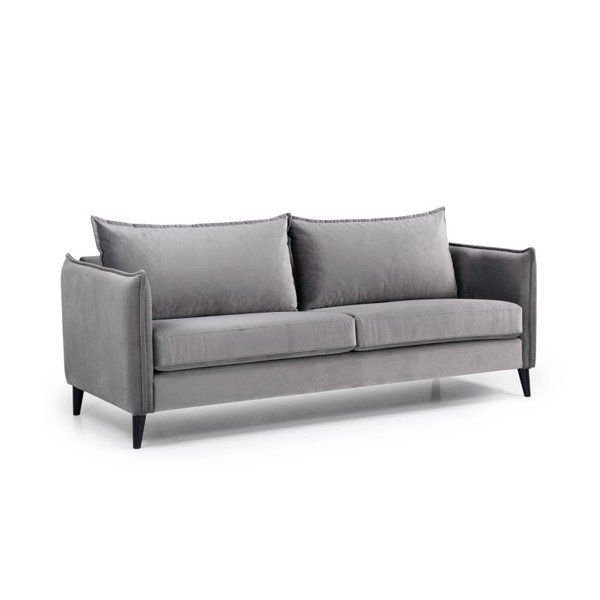 Pelēks samta dīvāns Scandic Leo, 208 cm-image-3