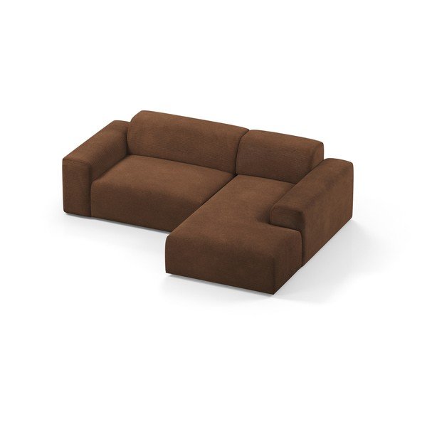 Brūns velveta stūra dīvāns Marie Claire Home Karen, 250 cm, labais stūris-image-3
