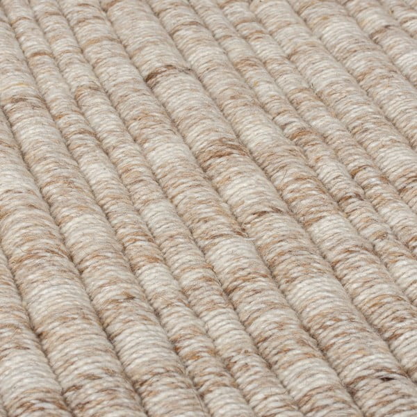 Bēšs ar rokām darināts paklājs no vilnas maisījuma 120x170 cm Rene Fringed Ribbed – Flair Rugs-image-3