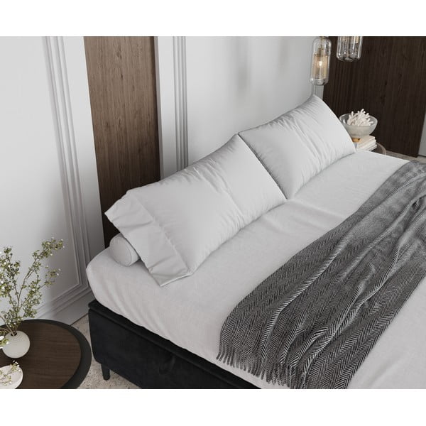 Antracīta pelēka polsterēta divvietīga gulta ar veļas kasti 180x200 cm Tate – Maison de Rêve-image-4